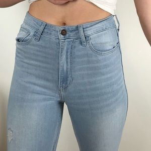 Light blue ripped skinny Hollister jeans